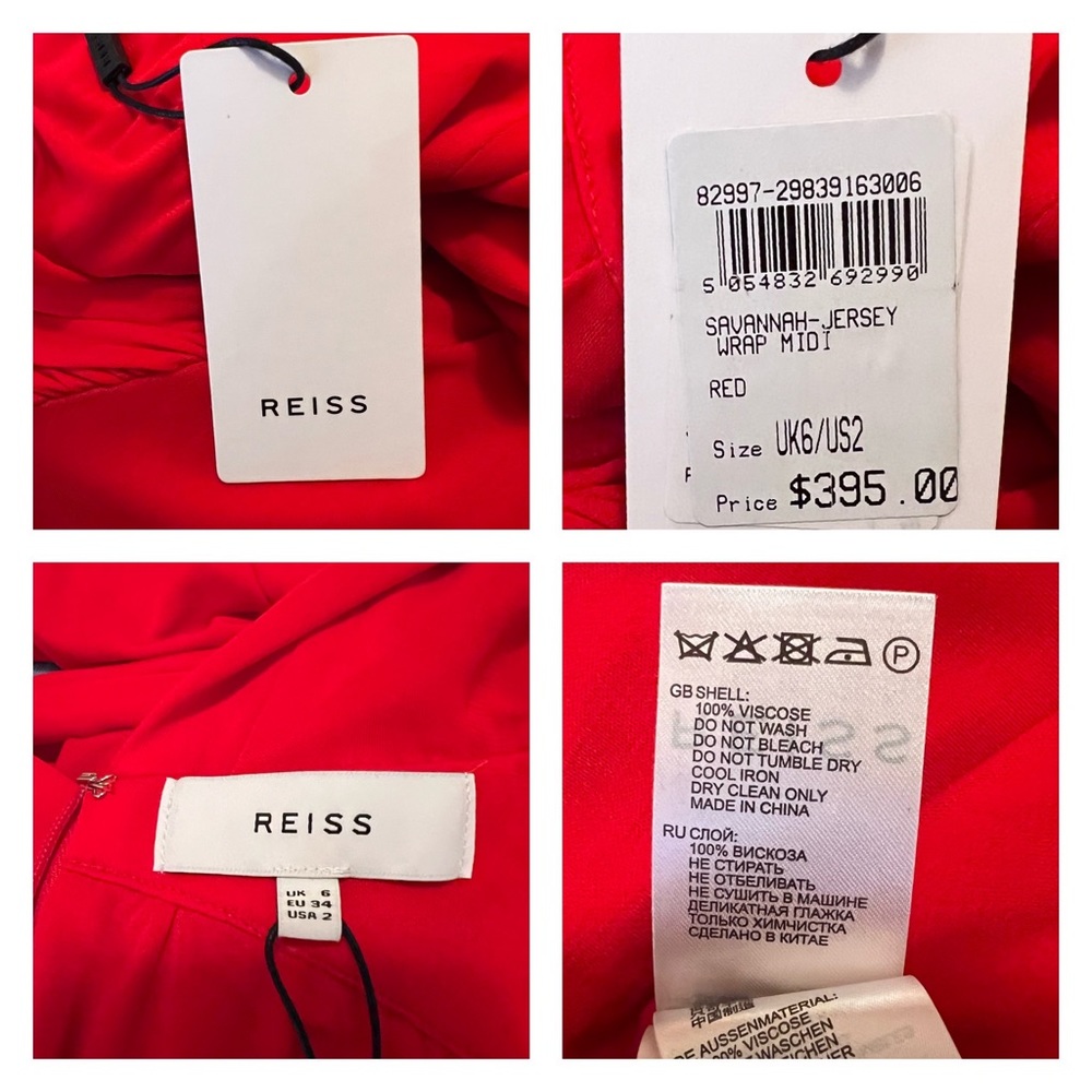 New! REISS London Savannah Jersey Open Back Drape Midi Dress - Picture 11 of 11